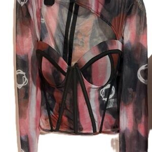 Fashion Nova Multicolor Sheer Crop Top